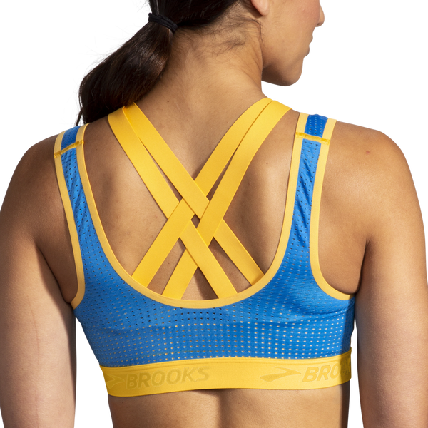 Brooks, Intimates & Sleepwear, Brooks Hot Shot Yellow Striped Athletic Sports  Bra Womens Size Medium