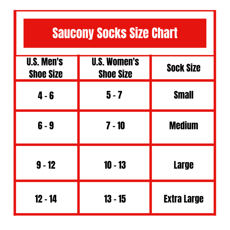 Saucony sock top size chart